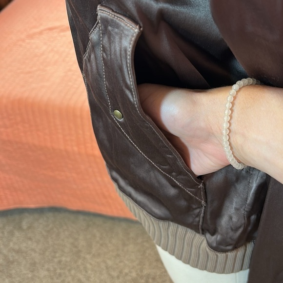 Joe’s Jeans Vintage Y2K Satin Aviation Bomber Brown Jacket size Large - Picture 7 of 16